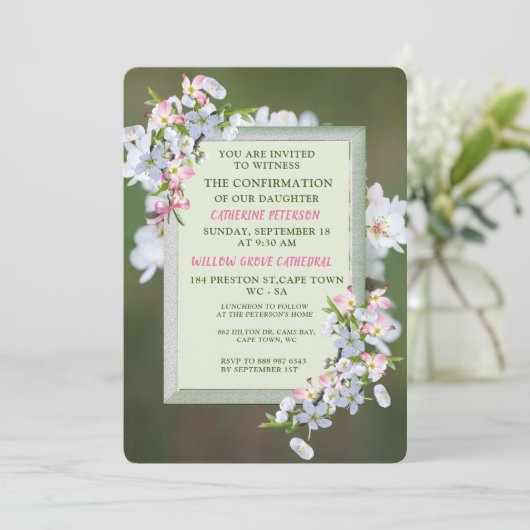 Cherry Blossom Bestätigung Einladung (Stehend Vorderseite)