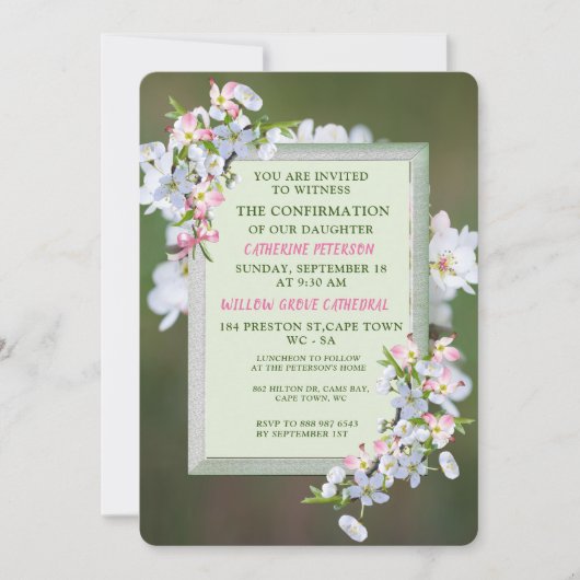 Cherry Blossom Bestätigung Einladung (Vorderseite)