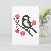 Cherry Blossom Bird - Frühlingsdienlichkeit Kunst Einladung (Stehend Vorderseite)