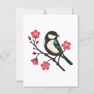 Cherry Blossom Bird - Frühlingsdienlichkeit Kunst Postkarte