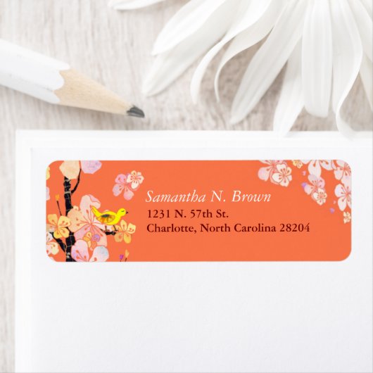 Cherry Blossom Bird Orange-Adresse (Insitu)