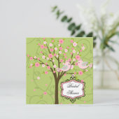 Cherry Blossom Birds Bridal Dusche Einladung (Stehend Vorderseite)