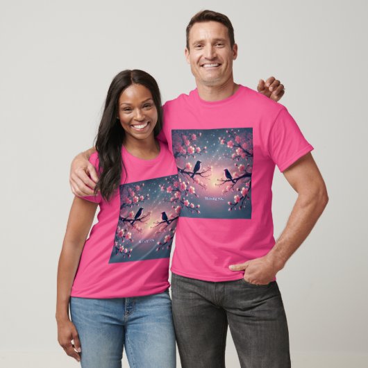 Cherry Blossom Birds Mens Tshirt (Unisex)
