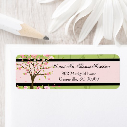 Cherry Blossom Birds Personalisierte Adressetikett (Insitu)