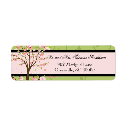 Cherry Blossom Birds Personalisierte Adressetikett (Vorne)