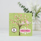 Cherry Blossom Birds Square Einladung zur Hochzeit (Stehend Vorderseite)