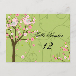 Cherry Blossom Birds Tischnummer Postcard
