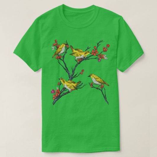 Cherry Blossom Birdwatching Animal Sakura Vintage  T-Shirt (Design vorne)