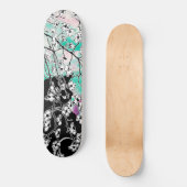 Cherry Blossom Black Cat Floral Green Pink Sky Skateboard (Vorderseite)
