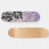 Cherry Blossom Black Cat Floral Sunset Pink Sky Skateboard (Horizontal)