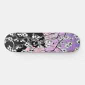 Cherry Blossom Black Cat Floral Sunset Pink Sky Skateboard (Horizontal)