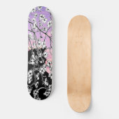 Cherry Blossom Black Cat Floral Sunset Pink Sky Skateboard (Vorderseite)