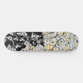 Cherry Blossom Black Cat Floral Waves farbenfroh Skateboard (Horizontal)