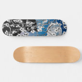 Cherry Blossom Black Cat Vollmond Nacht Skateboard (Horizontal)