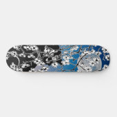 Cherry Blossom Black Cat Vollmond Nacht Skateboard (Horizontal)