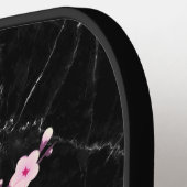 Cherry Blossom Black Marble Monogram Pickleball Schläger (Linke Seite)