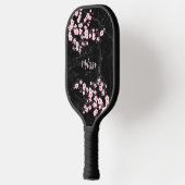 Cherry Blossom Black Marble Monogram Pickleball Schläger (Links)