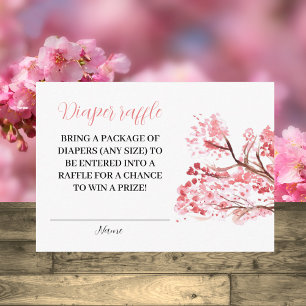 Cherry Blossom Bläserdiapier Raffle Babydusche Begleitkarte
