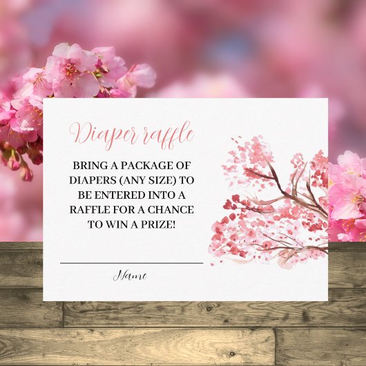 Cherry Blossom Bläserdiapier Raffle Babydusche Begleitkarte