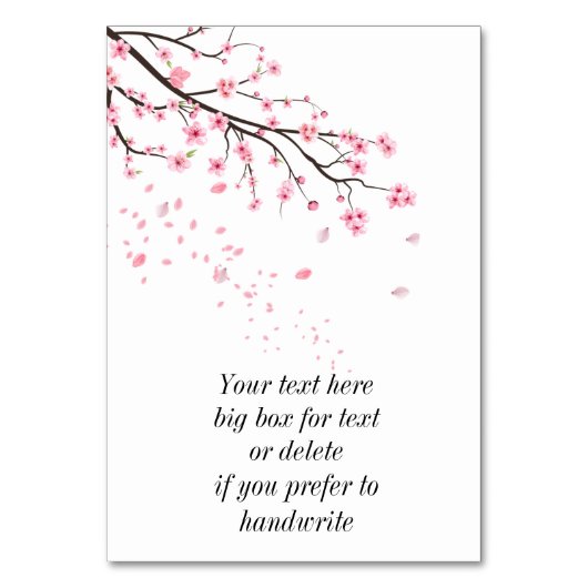 Cherry Blossom Blätter hinter Tischnummer (Vorderseite)