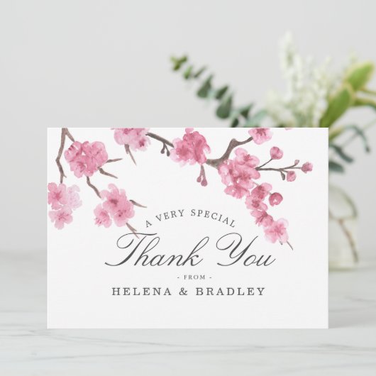 Cherry Blossom Bloom | Hochzeit Danke (Stehend Vorderseite)