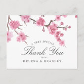 Cherry Blossom Bloom | Hochzeit Danke Postkarte (Vorderseite)
