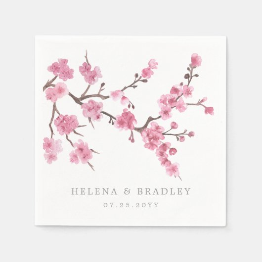 Cherry Blossom Bloom | Hochzeitscocktail Serviette (Vorderseite)