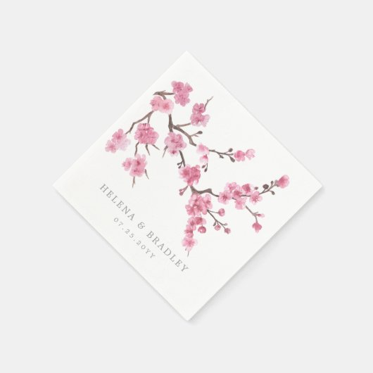 Cherry Blossom Bloom | Hochzeitscocktail Serviette (Ecke)