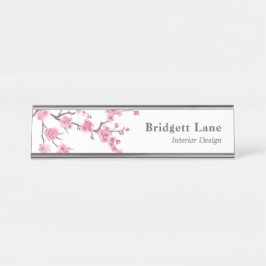 Cherry Blossom Bloom | Name + Titel Schreibtischnamensplakette