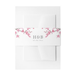 Cherry Blossom Bloom | White Monogram Einladungsbanderole