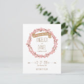 Cherry Blossom Bloral Wreath Spring Save the Date (Stehend Vorderseite)