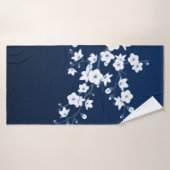 Cherry Blossom Blue White Badehandtuch (Badehandtuch)
