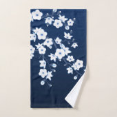Cherry Blossom Blue White Badhandtuch Set (Handtuch)