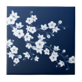 Cherry Blossom Blue White Fliese (Vorderseite)