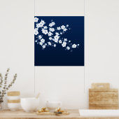 Cherry Blossom Blue White Poster (Küche)