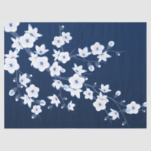 Cherry Blossom Blue White Seidenpapier (Vorderseite)