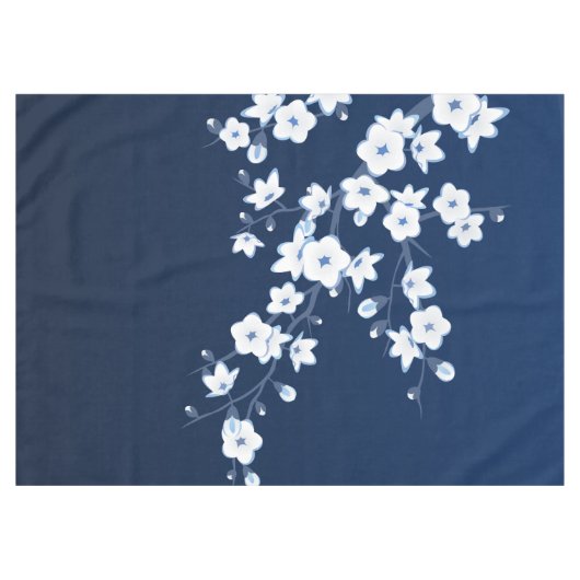 Cherry Blossom Blue White Tischdecke (Vorderseite (Horizontal))