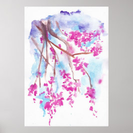 Cherry Blossom Blume Aquarellkunst Poster