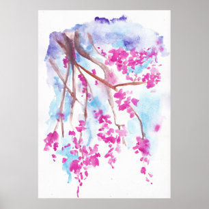 Cherry Blossom Blume Aquarellkunst Poster