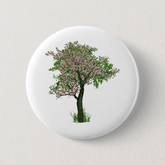 Cherry Blossom Blume Baumzweige Blätter Button (Vorderseite)