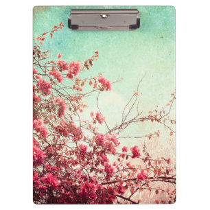 Cherry Blossom Blume Bloral Red Blue Clip Board Klemmbrett