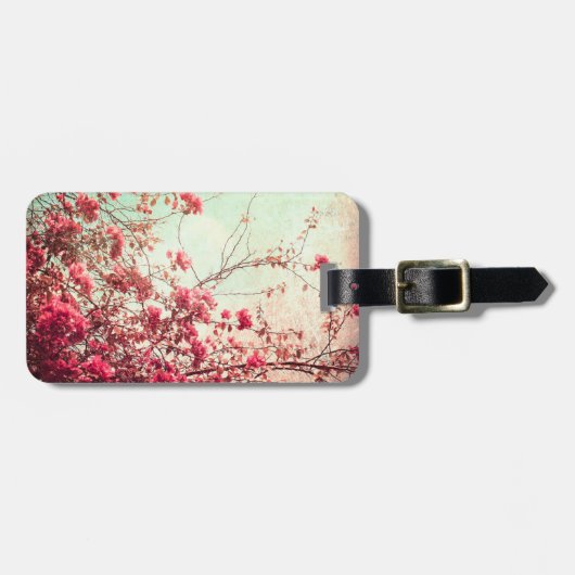 Cherry Blossom Blume Bloral Red Blue Gepäckmarke Gepäckanhänger (Vorderseite horizontal)