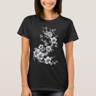 Cherry Blossom Blume Botanischer japanischer Kunst T-Shirt