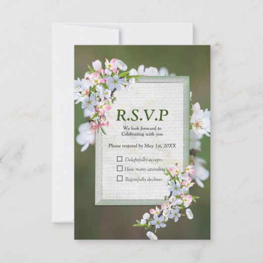 Cherry Blossom Blume Bouquet RSVP Karte (Vorderseite)