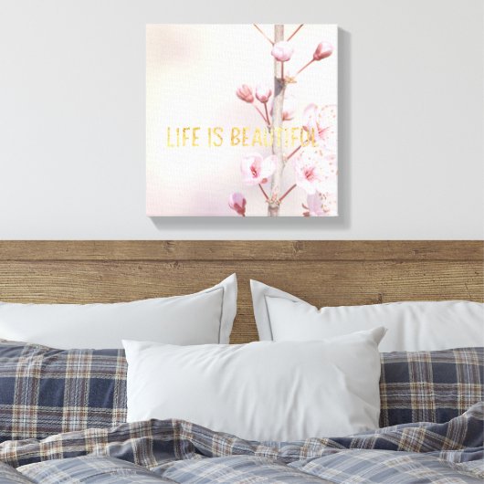 Cherry Blossom Blume mit Zitat Leinwanddruck (Insitu (Schlafzimmer))