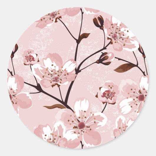 Cherry Blossom Blume Muster Runder Aufkleber (Vorderseite)