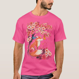 Cherry Blossom Blume Sakura Kawaii Japanese Fox T-Shirt