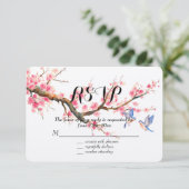 Cherry Blossom Blume und Birds UAWG RSVP Karte (Stehend Vorderseite)