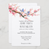 Cherry Blossom Blume und Vögel Hochzeit Einladung (Vorne/Hinten)