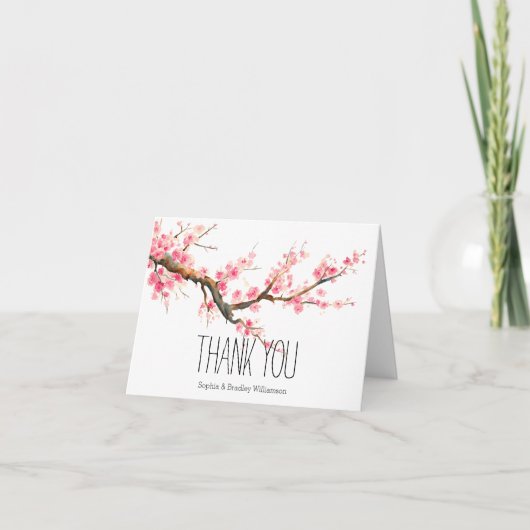 Cherry Blossom Blume und Vögel Vielen Dank Dankeskarte (Vorderseite)